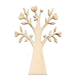 Applicazione albero della vita in legno con cuori, 7 cm