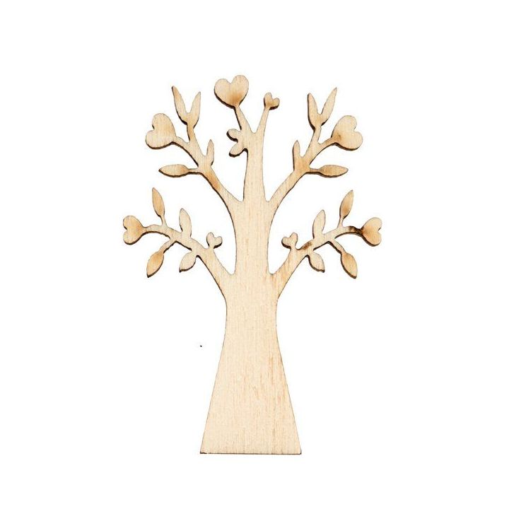 Applicazione albero della vita in legno con cuori, 7 cm