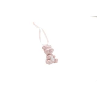 Appendino orsetto rosa in porcellana con nastrino