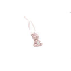 Appendino orsetto rosa in porcellana con nastrino