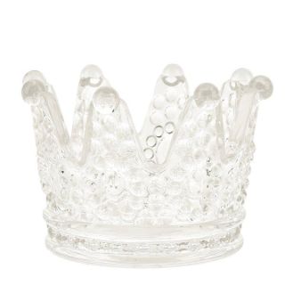 Portacandela a forma di corona in vetro trasparente