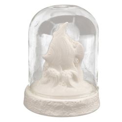 Pesciolino in porcellana bianca sotto cupola di vetro con luce LED, 12 cm