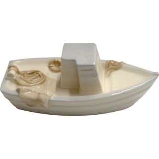 Barca decorativa in porcellana crema con corde, 15,6 cm