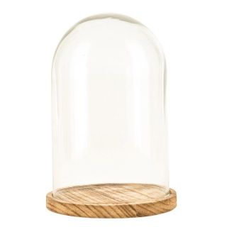 Campana di vetro con base in legno