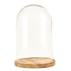 Campana di vetro con base in legno