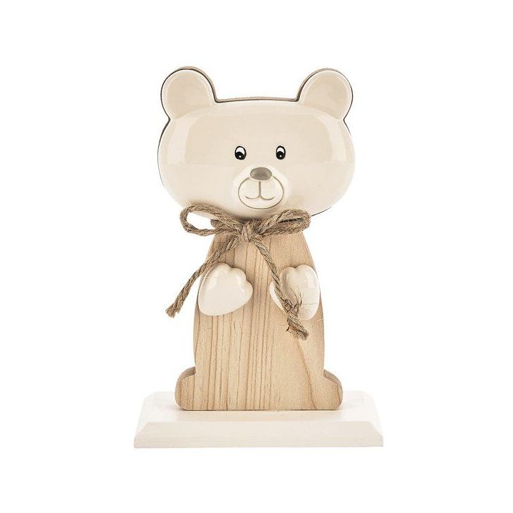 Orsetto in legno e ceramica 13 cm