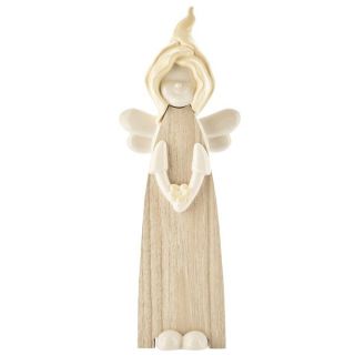 Angioletto Woody in legno e ceramica giallo 12 cm