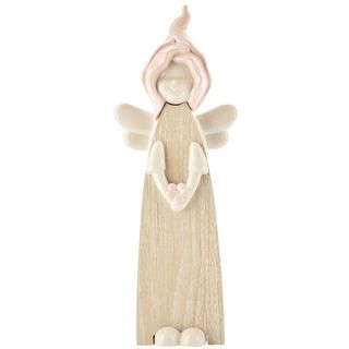 Angioletto Woody in legno e ceramica rosa 12 cm