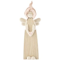 Angioletto Woody in legno e ceramica rosa 19 cm