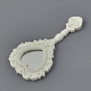 Specchietto in resina bianco con cornice decorata