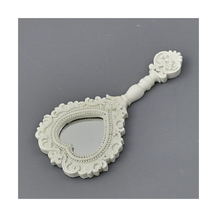 Specchietto in resina bianco con cornice decorata