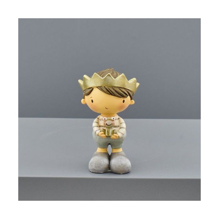 Statuina principino con corona in resina