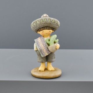 Statuina bimbo messicano con sombrero e cactus piccola