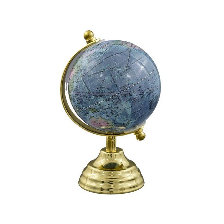 Mappamondo con base in metallo dorato