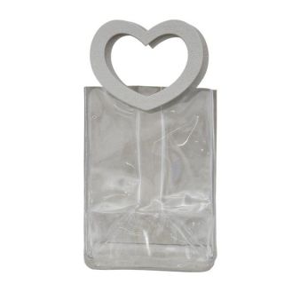 Sacchetto trasparente in PVC con maniglia a cuore grigia