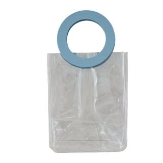 Sacchetto trasparente in PVC con maniglia rotonda celeste