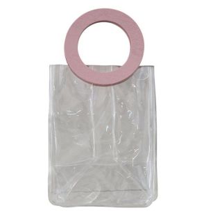Sacchetto trasparente in PVC con maniglia rotonda rosa
