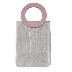 Sacchetto trasparente in PVC con maniglia rotonda rosa