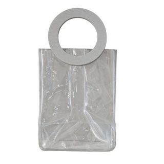 Sacchetto trasparente in PVC con maniglia rotonda grigia