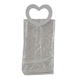 Sacchetto trasparente in PVC con maniglia a cuore grigia grande