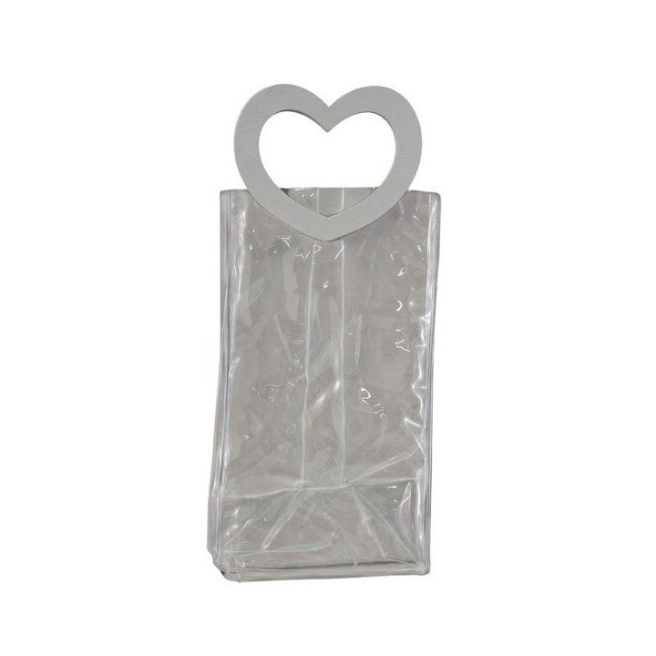 Sacchetto trasparente in PVC con maniglia a cuore grigia grande