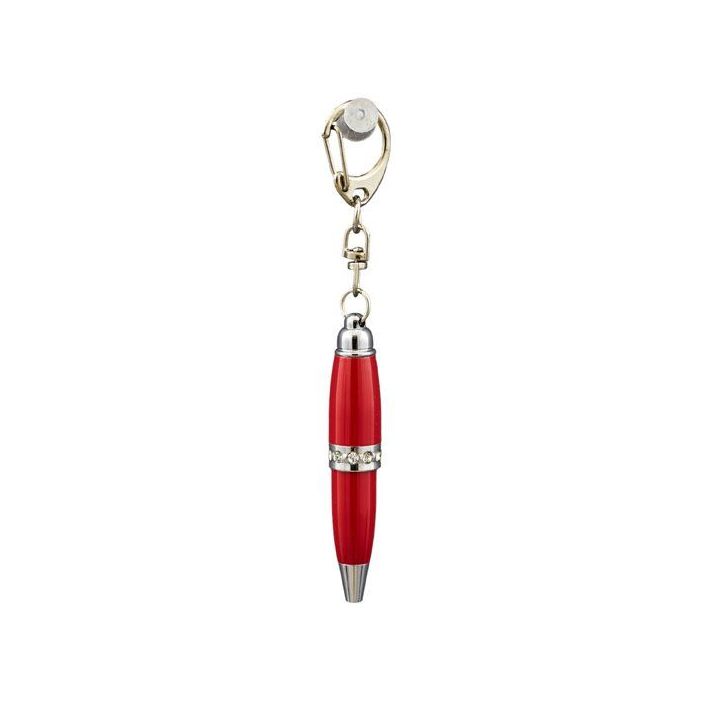 Portachiavi mini penna rossa con strass