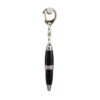 Portachiavi mini penna nera con strass
