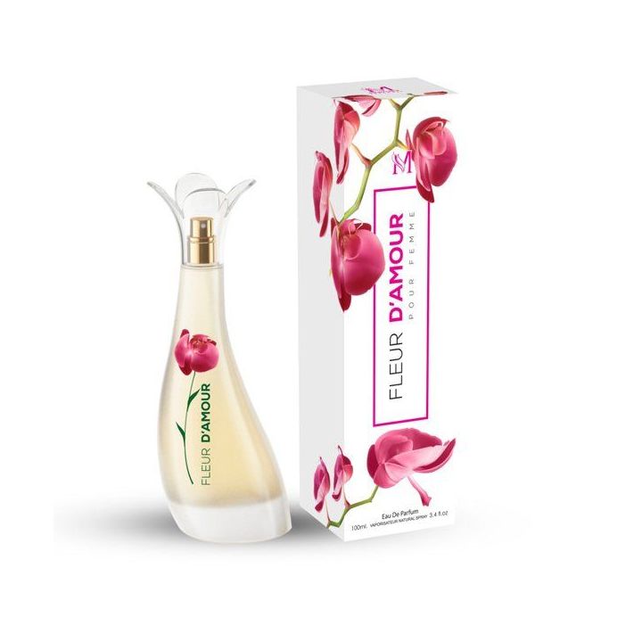 Profumo Fleur d’Amour da 100 ml con confezione a orchidee