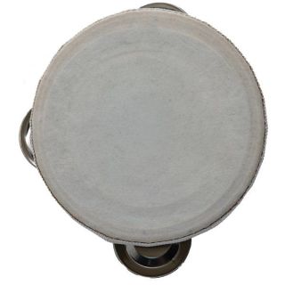 Tamburello con pelle bianca e piattini metallici