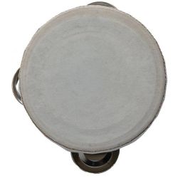 Tamburello con pelle bianca e piattini metallici