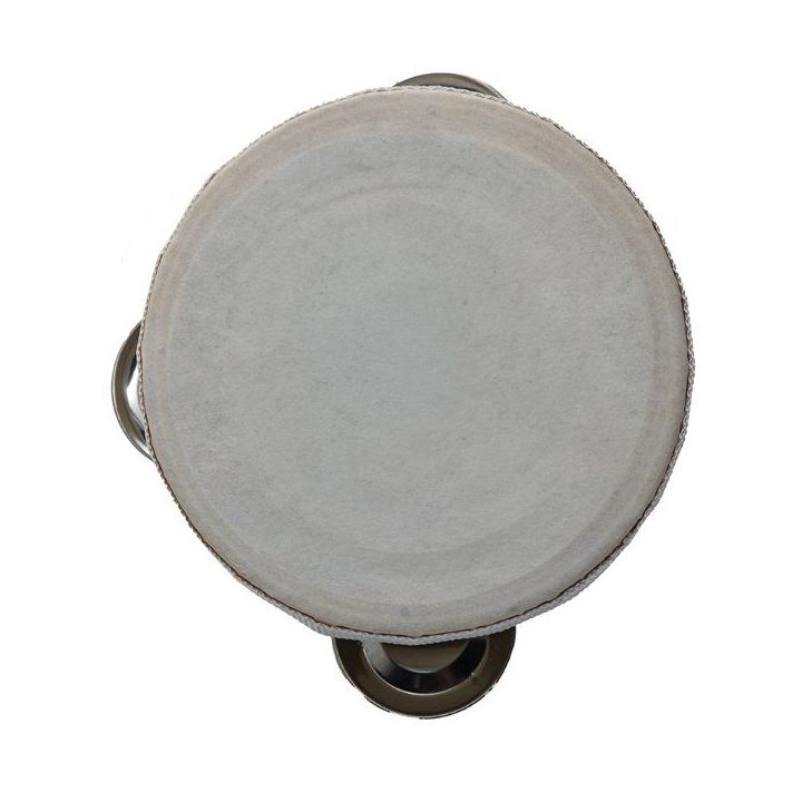 Tamburello con pelle bianca e piattini metallici
