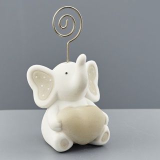 Elefantino in ceramica con cuore e portafoto