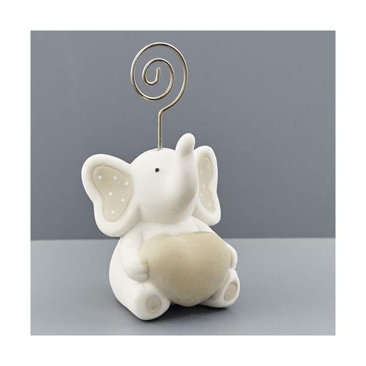 Elefantino in ceramica con cuore e portafoto