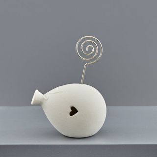 Uccellino in ceramica con cuore e portafoto