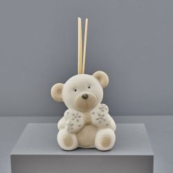Diffusore per ambiente orsetto in ceramica tortora e bianco