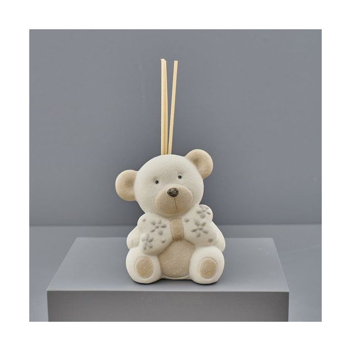 Diffusore per ambiente orsetto in ceramica tortora e bianco