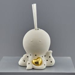 Diffusore per ambiente polpo in ceramica con cuore dorato