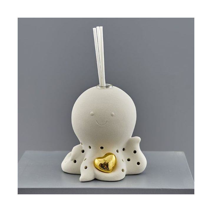 Diffusore per ambiente polpo in ceramica con cuore dorato