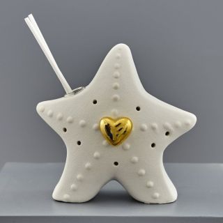 Diffusore per ambiente stella marina in ceramica con cuore dorato