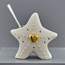 Diffusore per ambiente stella marina in ceramica con cuore dorato
