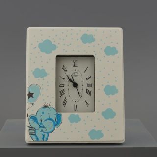 Orologio da tavolo con cornice elefantino azzurro e nuvolette