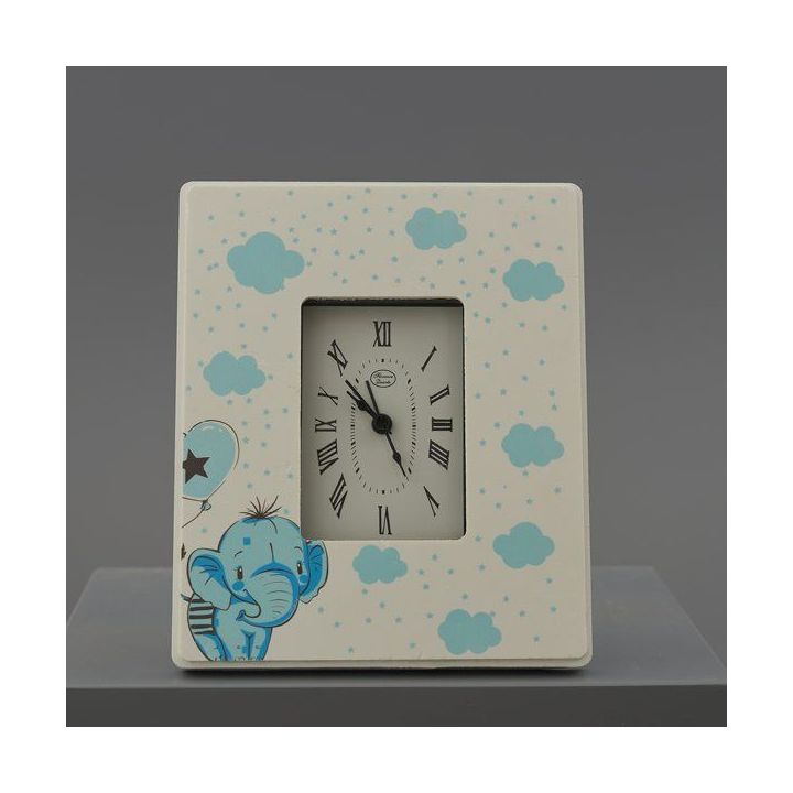 Orologio da tavolo con cornice elefantino azzurro e nuvolette