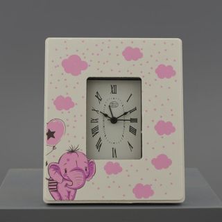 Orologio da tavolo con cornice elefantino rosa e nuvolette