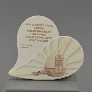 Quadretto a cuore in ceramica con preghiera e chiesetta