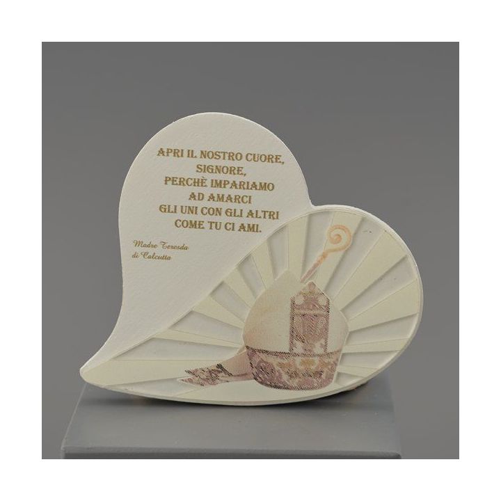 Quadretto a cuore in ceramica con preghiera e chiesetta