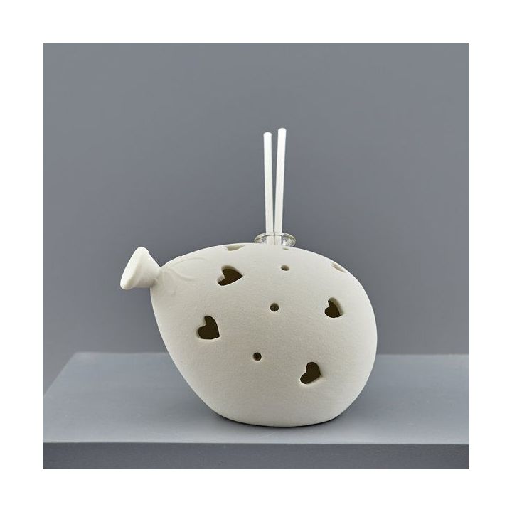Diffusore per ambiente palloncino sgonfio in ceramica bianca con cuori