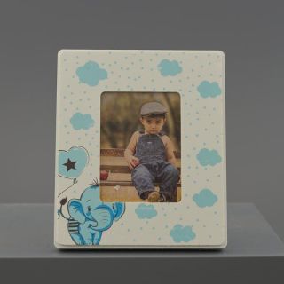 Portafoto in ceramica con elefantino azzurro e nuvolette