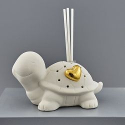 Diffusore per ambiente tartaruga in ceramica con cuore dorato