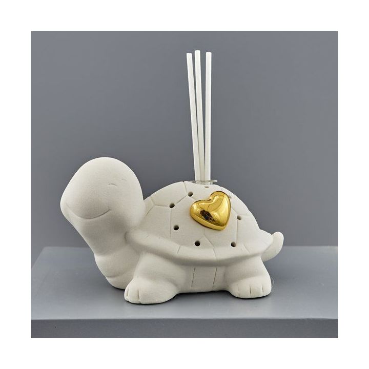 Diffusore per ambiente tartaruga in ceramica con cuore dorato
