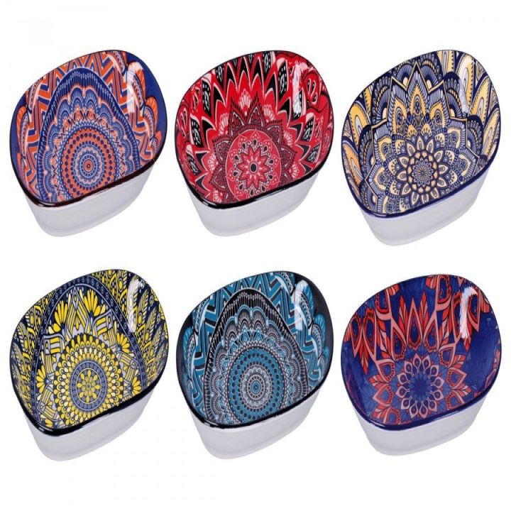 Piatto ovale in ceramica Eva decorato, 28 x 19 cm